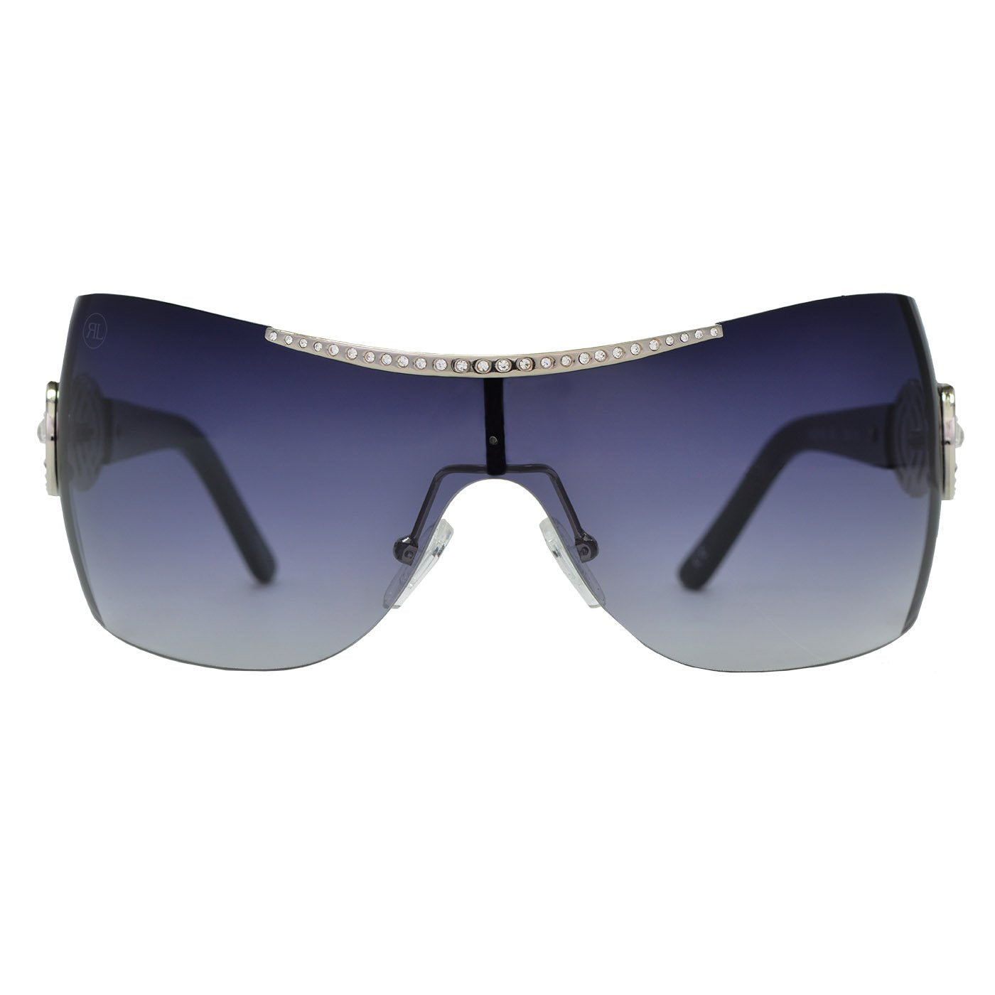 RENATO LANDINI Women's Sunglasses Chrome & Black with Stones/ Allure