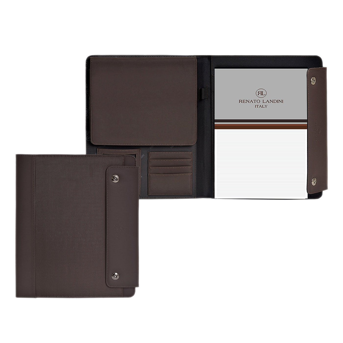 RENATO LANDINI Multifunction Folder & IPAD Case Brown Leather & Fabric/ Madison