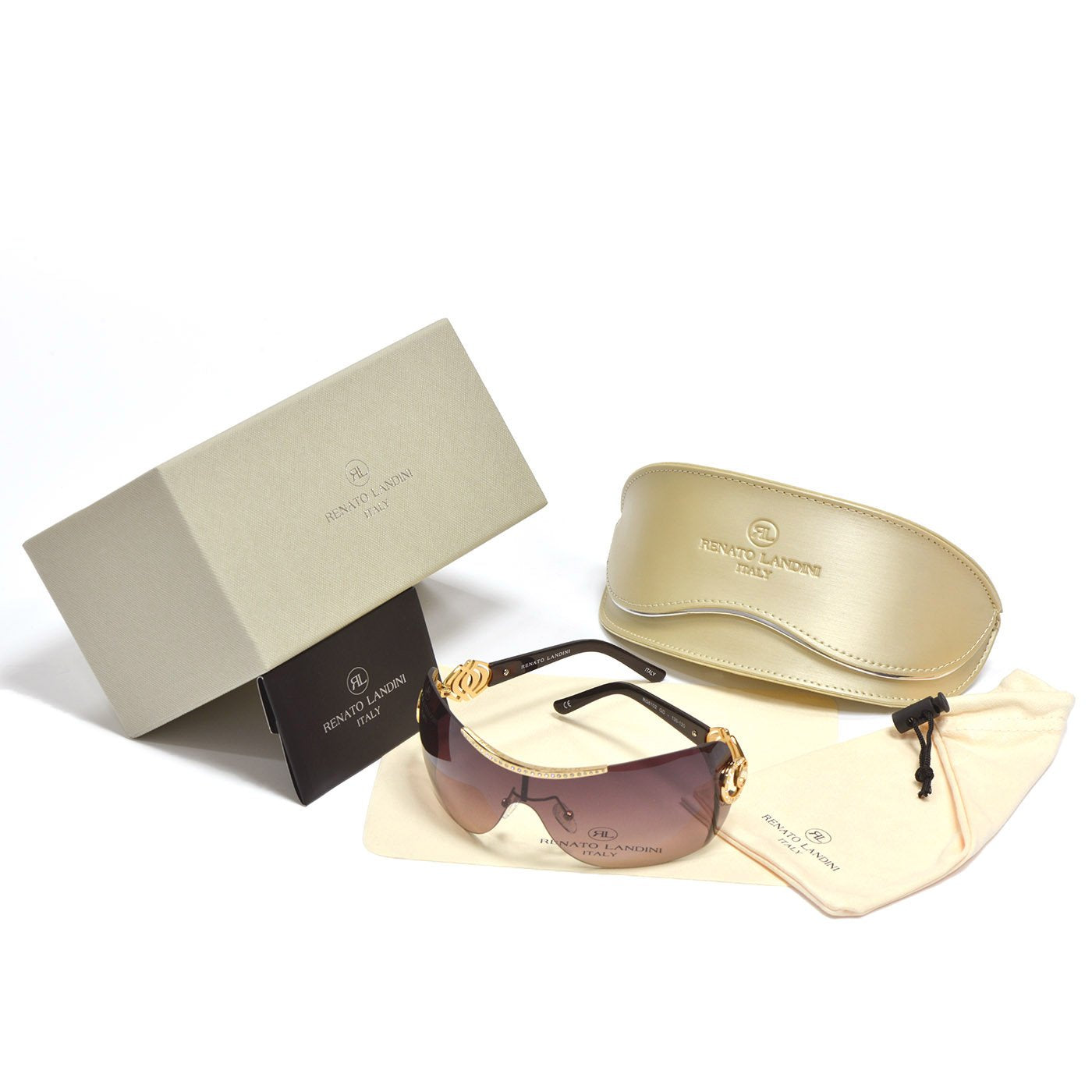 RENATO LANDINI Women's Sunglasses Gold & Brown with Stones/ Allure
