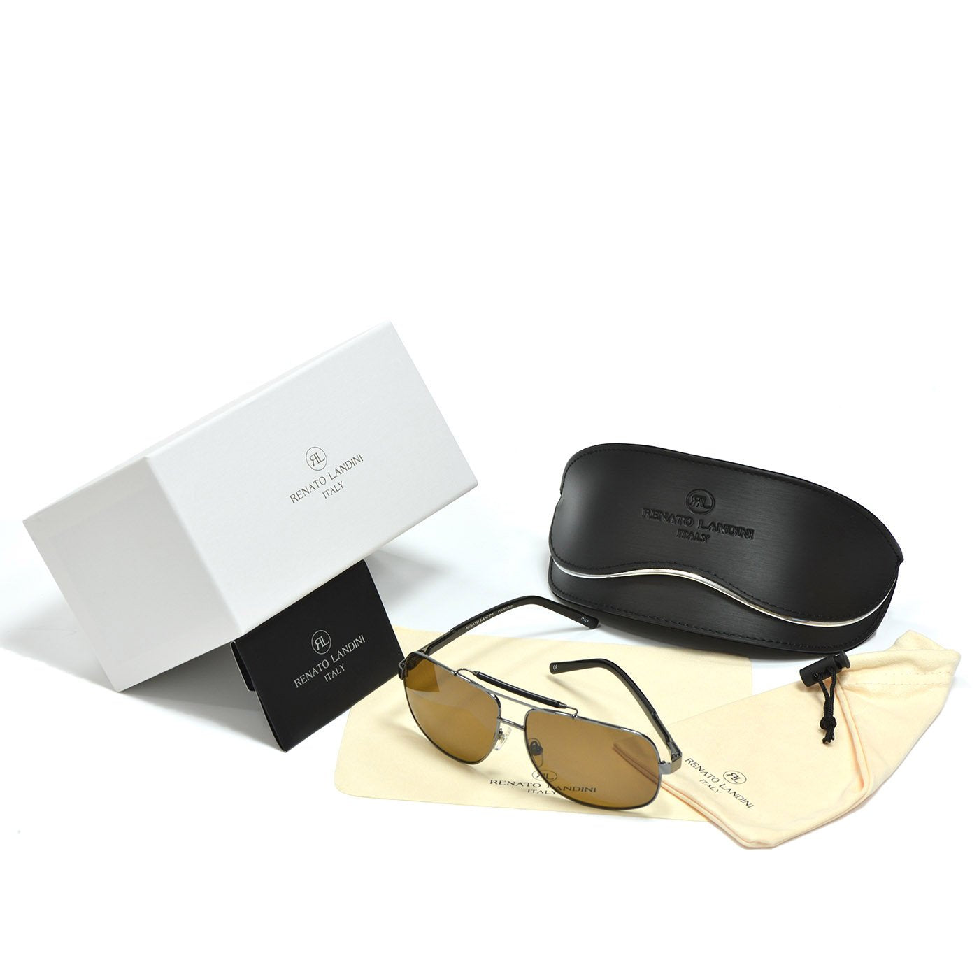 RENATO LANDINI Men's Sunglasses Black/ Sun Shield