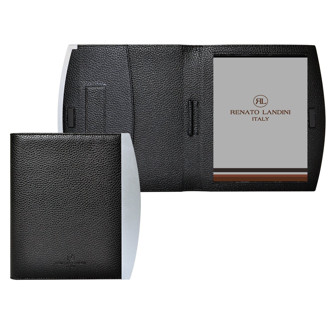 RENATO LANDINI Gift Set: Black Leather A5 Folder + Pen